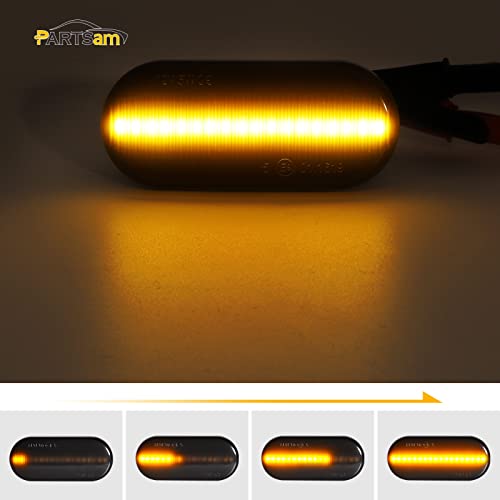 Partsam 2Pcs Sequential Smoke Lens Amber Side Marker Turn Signal Light Assembly Replacement For Golf4 Mk4 Gti R32 Jetta Passat B5 Lupo Polo Fox T5 18-2835 Smd T10 Plug Dynamic Led Side Marker Lights #TOP2