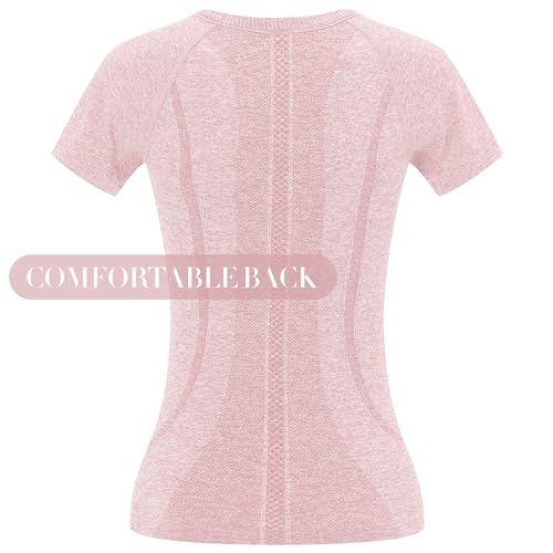 3 Pack Seamless Workout Shirts for Women - Moisture Wicking Quick-Dry Active Athletic Women's Gym Performance T Shirts2