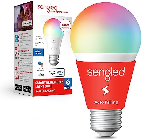 Sengled Smart Light Bulbs, Color Changing Alexa Light Bulb Bluetooth Mesh, Smart Bulbs That Work with Alexa Only, Dimmable LED Bulb A19 E26 Multicolor, High CRI, High Brightness, 8.7W 800LM, 1Pack