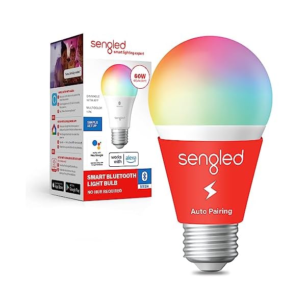 Sengled Smart Light Bulbs, Color Changing Alexa/Bluetooth Mesh, Dimmable LED Bulb A19 E26 Multicolor, High CRI, High Brightness, 8.7W 800LM, 1Pack
