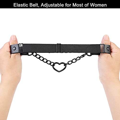2PCs Adjustable Leg Garter with Chains, Elastic Heart Thigh Garters Belt for Women3