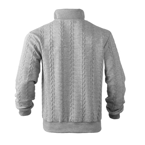 Winter Men's Knitted Warm Large Size Pullover Sweater Classic Solid Color Zipper Collar Sweater3