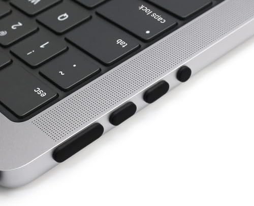 Image of OJOS 7 Pcs Anti Dust Dirt Plug Cups Set for 2023-2021 MacBook Pro 14.2 inch 16.2 inch M3 M2 M1 Pro /Max (Model: A2779 /A2442 /A2780 /A2485) Accessory Silicone Anti Dirt Protective Cover (Black)