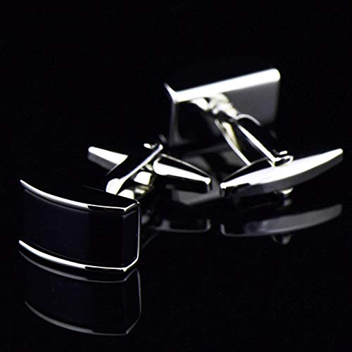 Mancuernillas KnBoB para hombre en plata y ágata negra miniatura 4