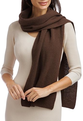 Fishers Finery Women's 100% Cashmere Ribbed Knit Winter Scarf | Black Label Box
