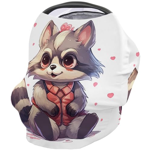 Nursing Cover for Breastfeeding Scarf, Raccoon Baby Car Covers Super Soft Multi Use for Canopy Shopping Cart Cover Blanket Stroller Cover