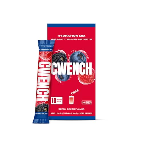 CWENCH HYDRATION Electrolytes Powder Hydration Mix Berry Crush 10 Single-Serve Packets Sugar-Free Celtic Salt Premium Electrolytes for All-Day Hydration Travel Sports Work School Gym