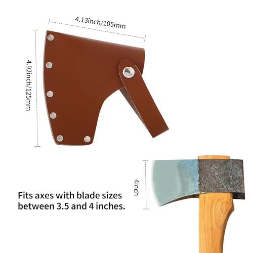 Leather Axe Sheath, Adjustable Hatchet Head Sheath, Durable Hatchet Blade Protector Case Cover Great Camping Accessories for Lumberjack Outdoors Work Essentials, Brown