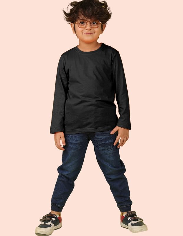 Image of Nusyl Boys Solid Cotton Blend Tshirts - Soft & Comfortable Full-Sleeves T-Shirts | Casual Wear for Kids & Teen Boys | Full Sleeves T-Shirts |- NUBCTSF001-PO2-1