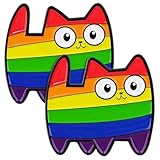 Alovez 2 Stück Pride Pins,LGBTQ+ Pride Accessoires,Katzen Pins,Regenbogen Pin,Regenbogen Accessoires,Rainbow Friends,Geschenkidee für Pride Month
