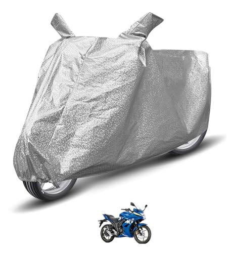 Image of Auto Hub Waterproof Bike Cover Compatible with Suzuki Gixxer SF Dustproof, UV Protection Two Wheeler Bike Gixxer SF Cover - Metallic Silver