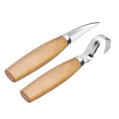 2 pezzi Coltello da Intaglio,Coltello Intaglio Legno con Lama in Acciaio Inossidabile,Inclusi Gancio Coltello e Coltello da Intaglio - immagine 6