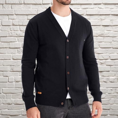 Mens Cotton Cardigan Long Sleeve Solid Ribbed Sweaters V-Neck Slim Fit Button Up Knitwear Thermal Cardigans Jacket2