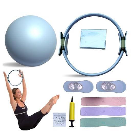 Kit Esencial de Pilates, Kit de Pilates Portátil para el Hogar para Mujeres, con Anillo de Tonificación de Pilates y Bandas de Resistencia Largas y Bola de Pilates Suave y Calcetines de Agarre para