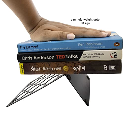Metal Non Slip Bookends Book Shelves | Shelf | Study Table | Home Decor | Holders | Case | Bracket | Stand | Heavy Duty | Set | Book Ends for Office, Home - Circle (Black)