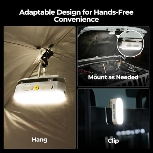 Image of BougeRV Movable Area Light, Rechargeable Camping Lantern, 3200mAh Portable Camping Light, IP65 Waterproof, Camp Lamp for Tent, Power Outages, Emergency, Outdoor(Khaki)