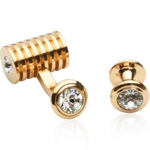 Set masculino de gemelos y pasadores en cristal oro rosa miniatura 2