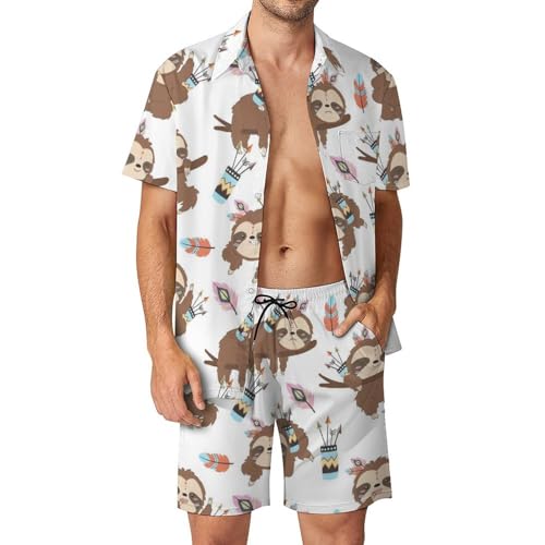 Chemise Hawaïenne Homme avec Short et Pantalon de Plage Paresseux S
