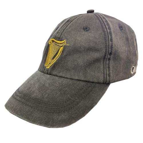 Traditional Craft Ireland Guinness Harp Washed Baseball Cap for Men (US, Alpha, One Size, Black)