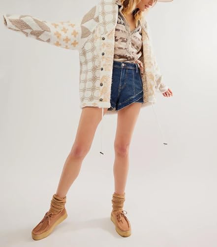Image of Womens Knit Cardigan Sweater Button Down Oversized Sweaters Y2k Graphic Shawl Collar Fall Cardigans Coats