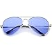 Classic Metal Frame Colored Teardrop Lens Aviator Sunglasses 57mm (Silver/Dark Blue)