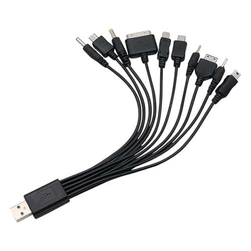 Junfamilee 1Pc 10 in 1 Universal USB Cable, Multiple Universal Charging Cables for Cell Phones Blutooth Earphone Speaker Adapter Cables, Data Cable Cables and Interconnects（Black 20cm）