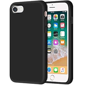 Anuck iPhone SE Case 2022/2020, iPhone 8 Case, iPhone 7 Case, Non-Slip Liquid Silicone Gel Rubber Bumper Phone Case Soft Microfiber Lining Hard Shockproof Protective Cases Cover 4.7″, Black