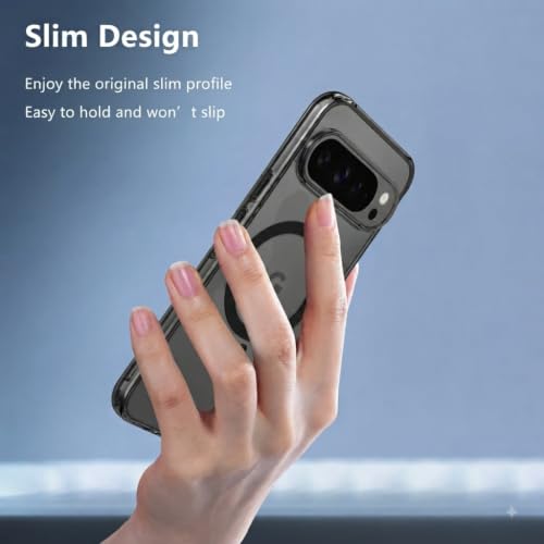 Image of Elzzi Anti Scratch Semi Translucent Cover for Google Pixel 9 Pro Case, Premium PC + TPU Magnetic Phone Cases Drop Proof, Compatible with Magsafe Slim Never Yellowing Shockproof