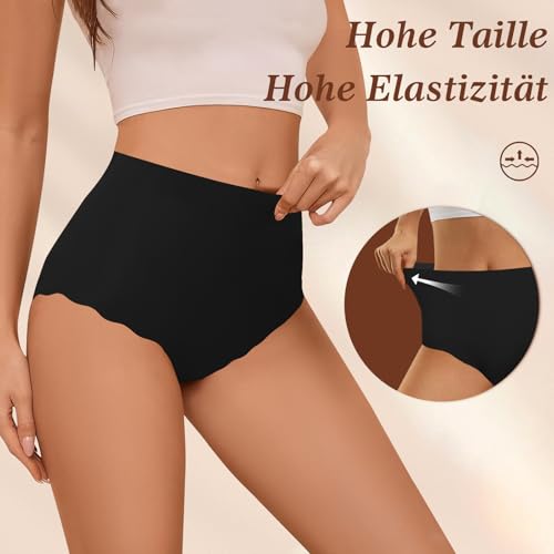 TDONE Unterwäsche Damen Nahtlos,Seamless Slips Damen Taillenslip Bequeme Nahtlose Frauen Unterhosen Women Unterwäsche Mittlere Bis Hohe Taille Aus Eisseide Atmungsaktiv Kühl Sexy 6er Pack