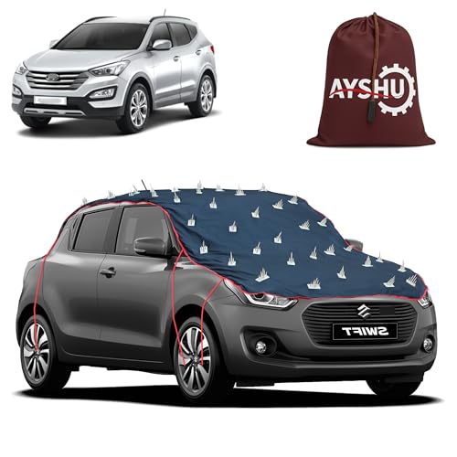 Image of AYSHU Water-Resistant Spike Car Cover for Hyundai Santa Fe - Protects from Dogs, Monkeys, Dust, Sunlight & UV - Full Roof Universal Fit