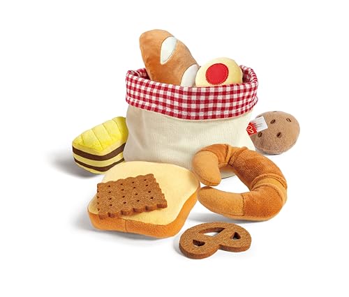 Hape Toddler Bread Basket |Soft Pretend Food Playset for Kids, Bread Toy Basket Includes Toast, Jam Cookie, Cake, Soda Biscuit and More