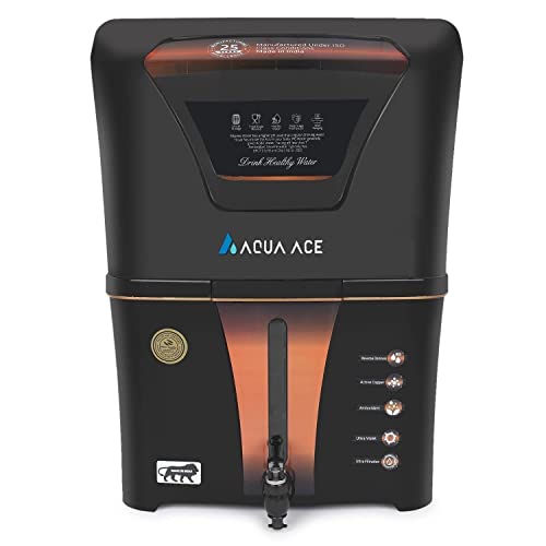 Aqua Ace Black Copper Ro Water Purifier with Multistage Purification RO + UF + UV + TDS Controler Fully Automatic 12 Litres Storage (Black)