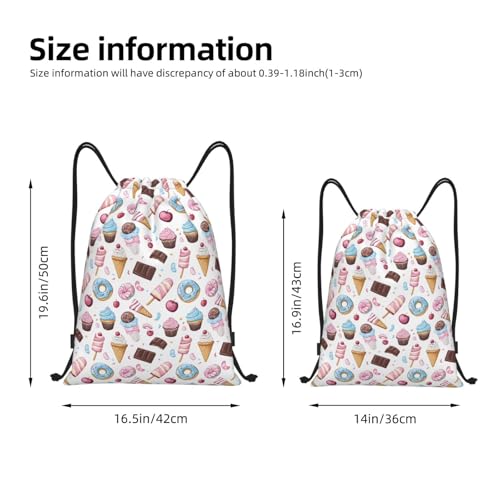 Drawstring Backpack - Chocolate Donut Ice Cream Print Sports Gym Sackpack String Bag For Women Men, Lightweight Draw String Back Bag For Workout Travel2