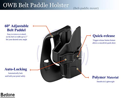 M&P Shield 9mm Holster, OWB Paddle Holster fit 3.1" Barrel Smith & Wesson M&P Shield Plus 9mm/40, M&P 9mm/40 Shield 2.0, Adjustable Cant Gun Holster with Fast Release - Right Handed