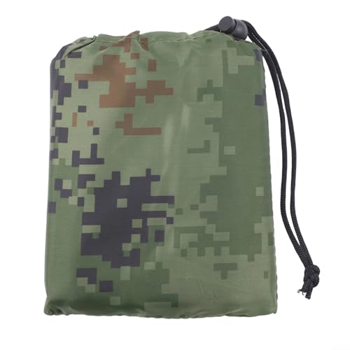 Lona de poliéster impermeable de 100 x 145 cm para camping, refugio, picnic y tapete de sombra de playa, mosca de lluvia de instalación rápida con 6 puntos de amarre (camuflaje)