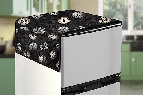 Image of Stylista Refridgerator top Cover Suitable for Samsung RR24C2823S8 /NL, 223 Liter Fridge, Dimension (WXD) 65x111 CM, Analog Pattern Black
