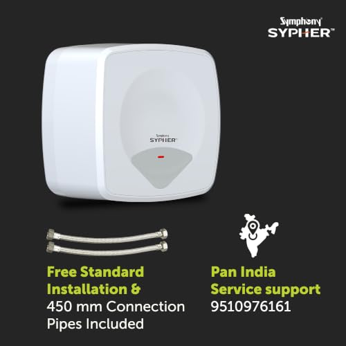 Image of Symphony SYPHER 10 Litre Storage Water Geyser | BEE 5 star Rating Water Heater | 2KW Heating | Glassline Tank | 8 Bar Pressure Compatibility | Warranty: 7 Yr Tank, 3 Yr Heating element, 2 Yr Product