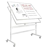 Boardest Rolling Magnetic Whiteboard 48 x 36 Inches Large Portable Dry Erase Board with Stand Double Sided Easel Style Whiteboard with Wheels - Mobile Standing Whiteboard for Office, Classroom & Home
