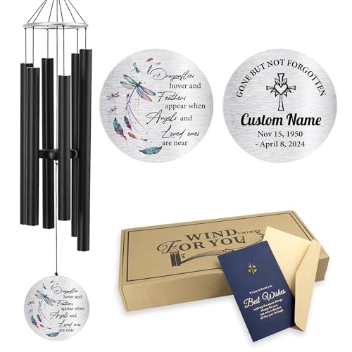 Image of Pwesionalized Sympathy Wind Chimes 30 inch, Memorial Gift for Loss of Mom /Dad /Grandma /Loved one, 42inch Customized Bereavement Gift Idea for Condolences Funeral