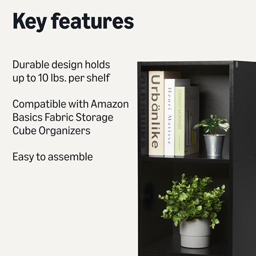 Image of Amazon Basics 3-Cube Bookcase Compatible with Fabric Storage Cube Organizers, Black