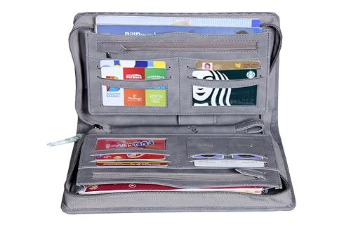 Image of Sukeshcraft Multiple Cheque Book Holder | Original PU Holds Upto 8 Cheque Books, CloudGrey