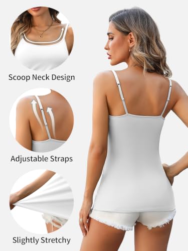Image of V FOR CITY Unpadded Tank Top for Women with Shelf Bra Cotton Camis 3 Pack