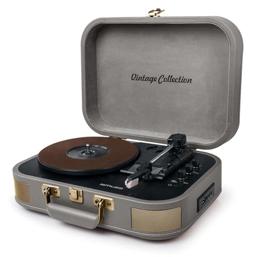 Giradiscos MUSE MT-201 BTG Color Gris, con Sistema Estereo