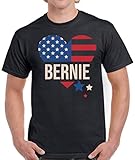 Pekatees Bernie Sanders 2020 T-Shirt USA Flag Heart Shirts for Men Black 3XL