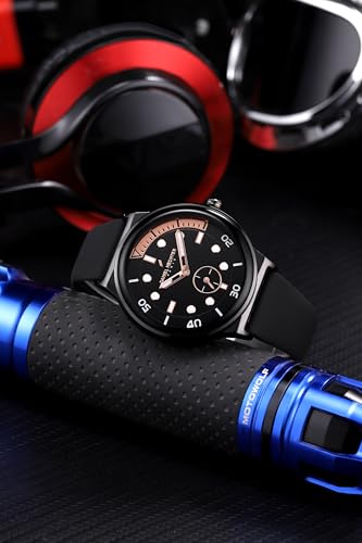 Image of Daniel Hechter Paris Auber Collection Analog Quartz Watch for Men with Round Gloss Dial, Small Seconds Sub-Dial & Silicone Strap