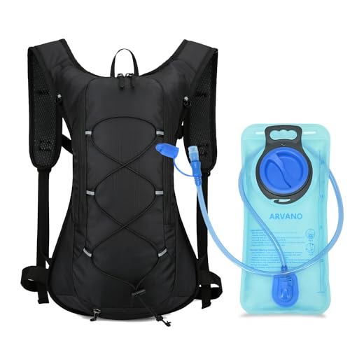 Arvano Mochila Hidratacion, Mochila Correr con Bolsa Agua 2 litros Ligera Mochila Bici para Hombre Mujer, Mochila Agua pequeña para Trail Running Esquiar MTB Maratón Senderismo Ciclismo