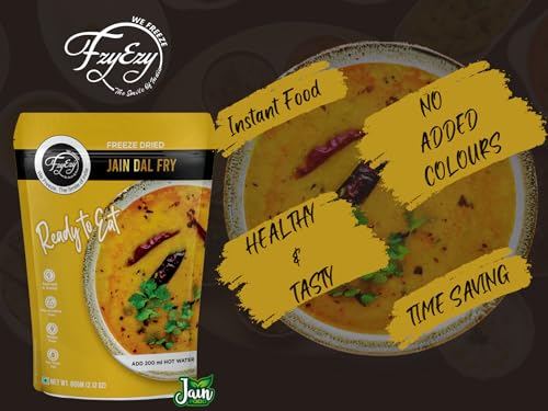 Image of FzyEzy Freeze-Dried Jain Dal Fry - 60g | Authentic Jain Indian Meal | No Onion, No Garlic | Instant & Ready-to-Eat | Gluten-Free | Preservative-Free | Wholesome & Flavorful Jain dish
