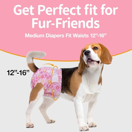 Image of Pet Soft Dog Diapers Female, Disposable Female Dog Diaper, Doggie Diapers for Cat Puppy with Adjustable Foam Tail Hole(Pink,36M)