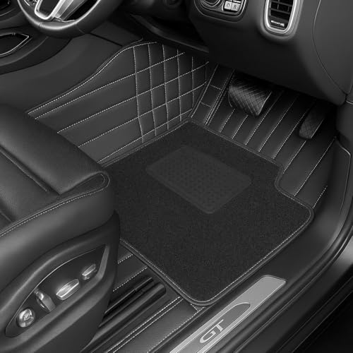 Image of 9D Car Floor Mat for Mahindra XEV 9S EV 7 Seater3R CS | Waterproof | Anti-Slip | Luxury Premium Leather Car Mat | Full Coverage | All Weather | Custom Fitted Car Foot Mats - Black with Silver