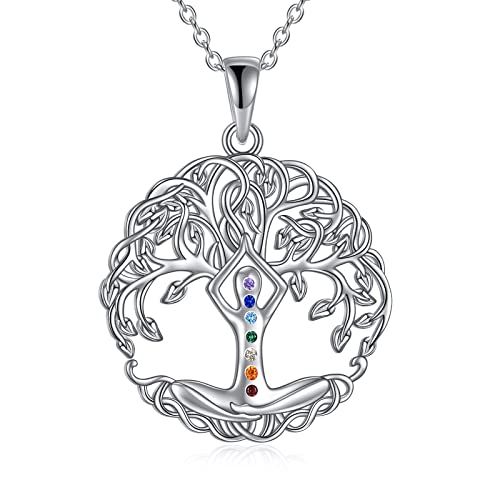 Collier Chakra en argent 925 avec pendentif en cristal de guérison